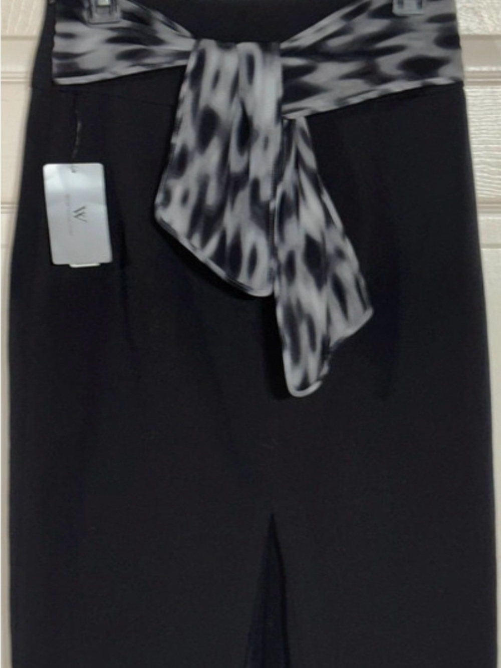 Worthington Black Wide-Leg Pants with Monochrome Patterned Tie